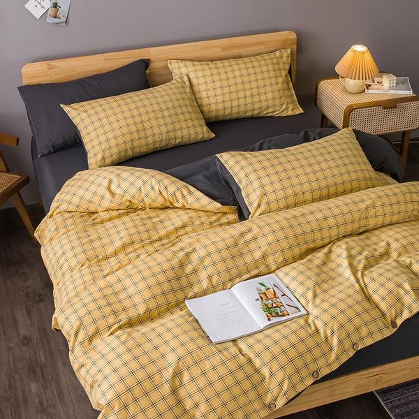 

bedding sets plaid stripe duvet cover pillow case bed sheet bedroom nordic simple style single double covers set king  twin