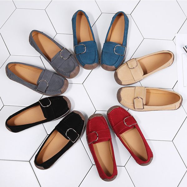 

dress shoes spring autumn woman genuine leather women flats slip on women's loafers female moccasins shoe buckle footwear yxow, Black