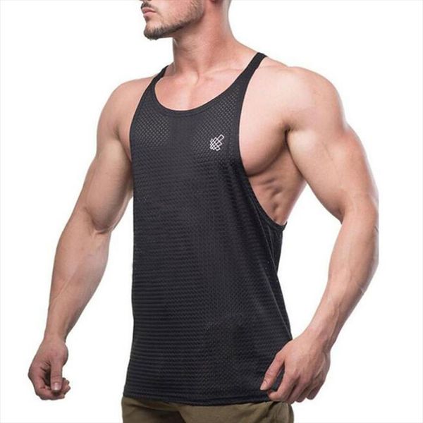 

men tank brand breathable undershirt bodybuilding singlet fitness sleeveless workout vest, White;black