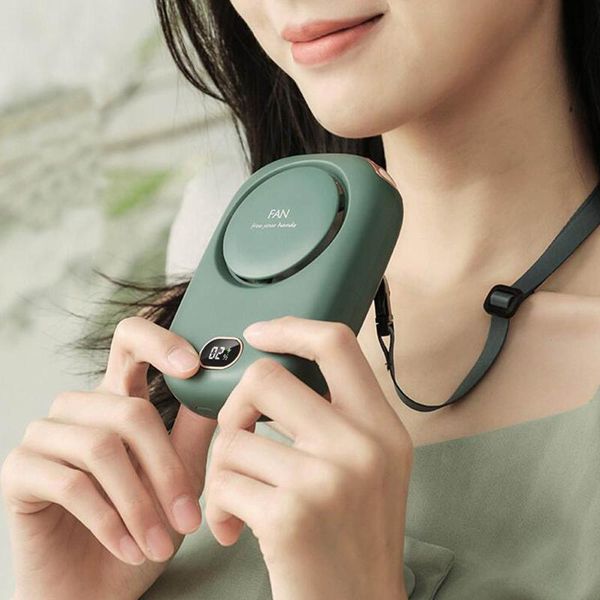 

electric fans summer air cooler hanging neck fan with usb rechargeable portable cooling strong wind lazy outdoor sports bladeless