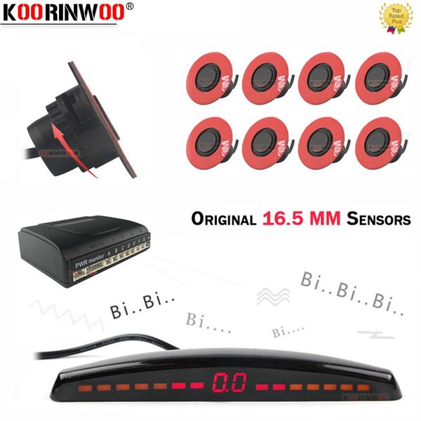 Monitor LCD inteligente de Koorinwoo com sensor de estacionamento 8 Sistema liso de radar preto Sistema frontal Detecção cega Detecção traseira Câmeras sensoras Sens