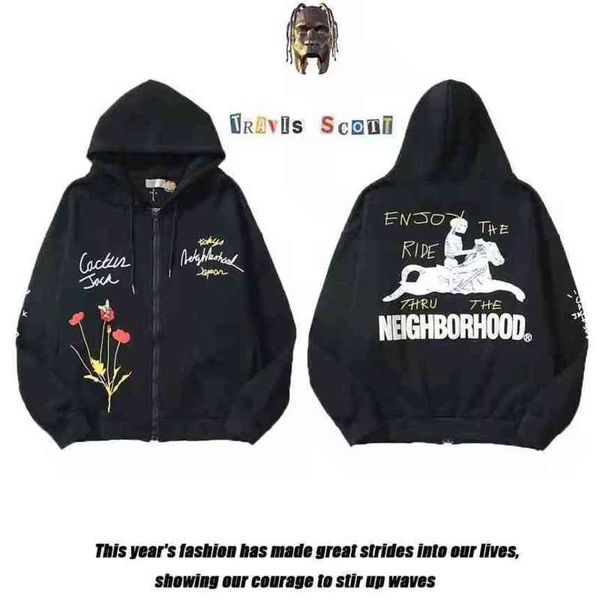 

Designer Luxury Autumn Winter Travis Scott Coat Skull Fall/Winter Fleece High Street Cactus Jack Hoodie For Men And Women, Black