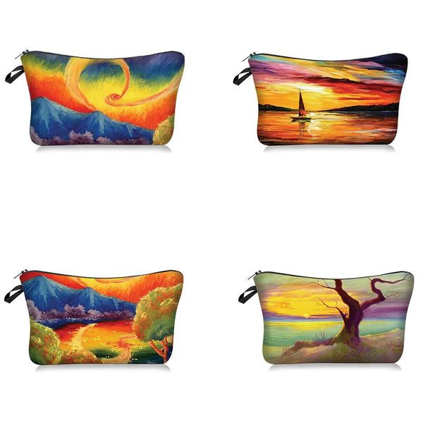 

cosmetic bags & cases women bag handbags wash oil painting style colorful series