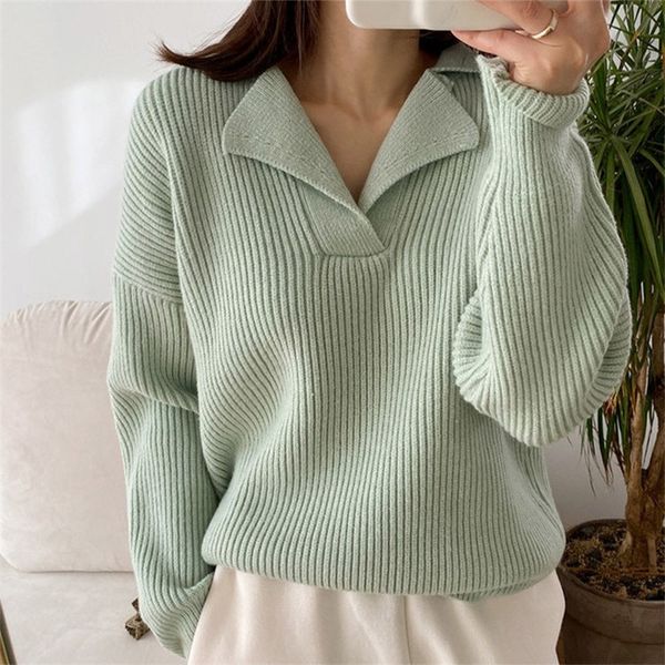 

women's sweaters solid shirt with elegant female mesh ribs lazying oaf thick wire striped pullovers jacket lapel sleeve long, sweet jum, White;black