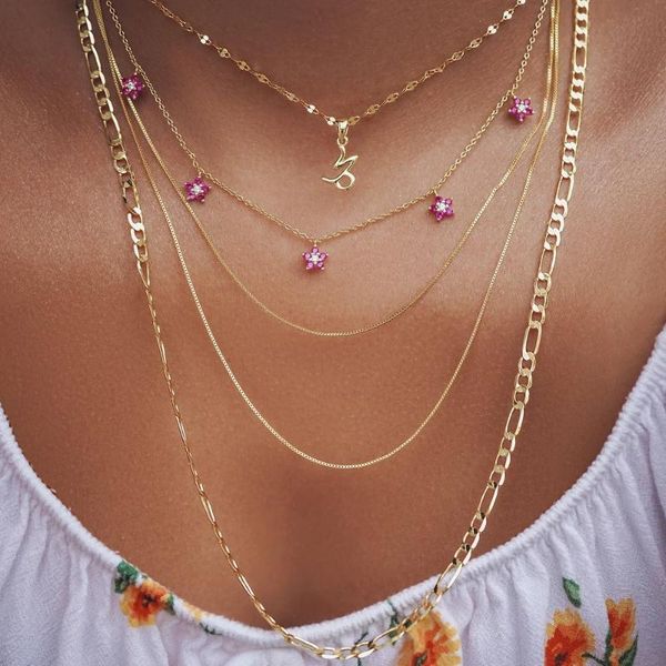 

pendant necklaces fashion boho multilevel geometric star butterfly crystal necklace for women female gold vintage moon color chain jewelry, Silver