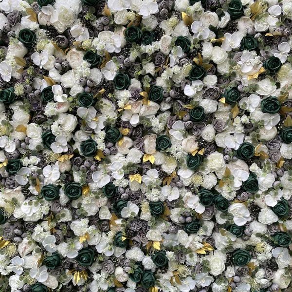 

artificial flower wall panel wedding background decoration fake flowers gloded white gray green with event gy840 decorative & wreaths