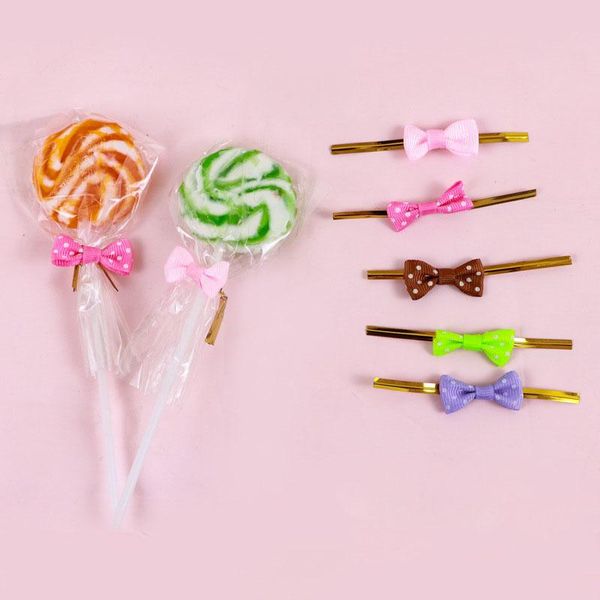 

gift wrap 100pcs diy bow tie wrapping golded wire bowknot binding candy packaging bags sealing decoration for wedding party