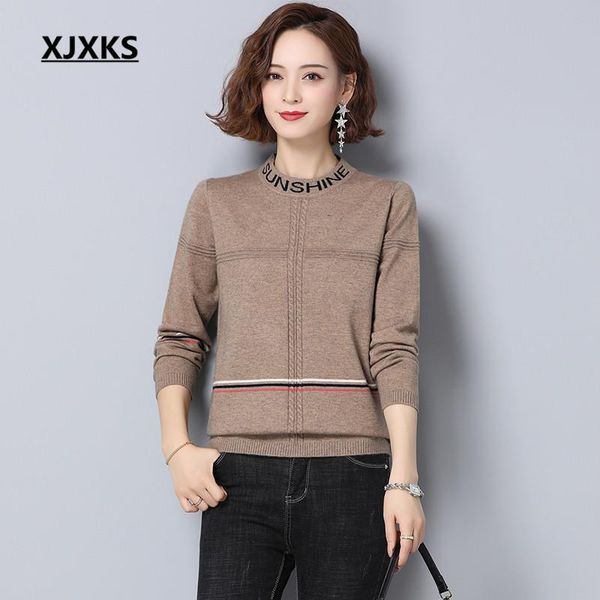 

women's sweaters xjxks comfortable cashmere knitted sweater women pullover 2021 autumn winter high-quality, White;black
