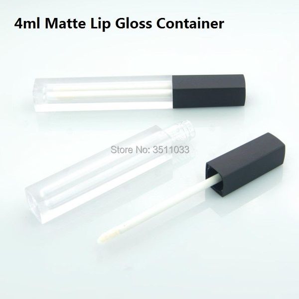 

storage bottles & jars plastic 4ml square transparent frosted cosmetic lipgloss tube black lid lip gloss package empty lipstick refillable m