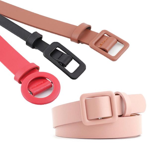 

belts pu leather women waist belt solid color square buckle decorative dress jeans waistbands lady trendy accessories, Black;brown