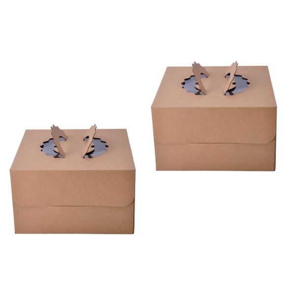 

handheld square cake box organizer kraft paper single layer packaging boxes for home dessert shop - 6 inch gift wrap