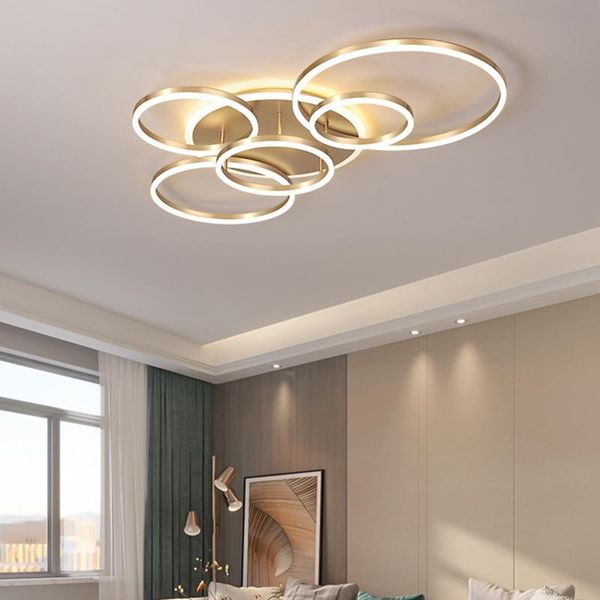 

modern led chandelier lighting for living room dining hall circle rings ceiling hanging lamp gold kitchen bedroom foyer fixtures chandeliers