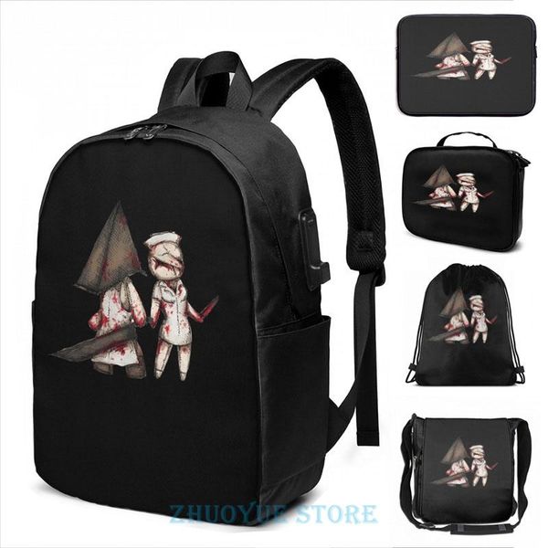 

backpack funny graphic print silent plushie hill usb charge men school bags women bag travel laptop