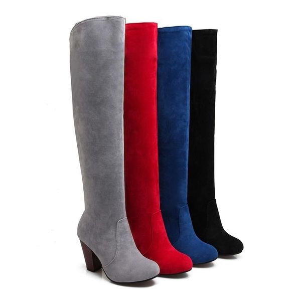 

boots thick autumn high and heel winter tube large women's, Black