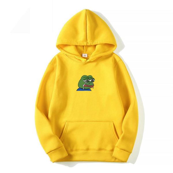

men's hoodies & sweatshirts man woman pullover sweatshirt funny graffiti print sad frog fashion women's hip hop fleece yellow pink, Black