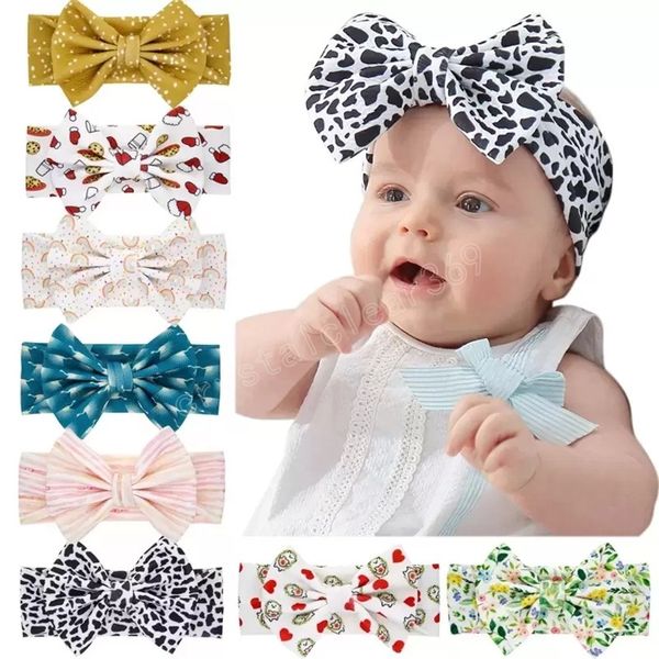 

hair accessory baby big bow headband for princess dot stripe animal print elastic bowknot wide head band turban soft boutique for party, Slivery;white
