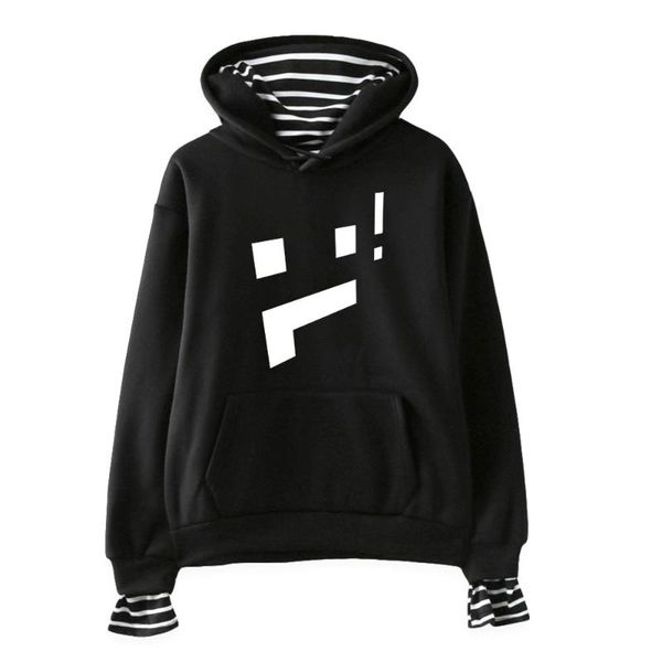 

print fake two piece hoodies women/men long sleeve hooded sweatshirt loose ins hip hop punk style men's & sweatshirts, Black