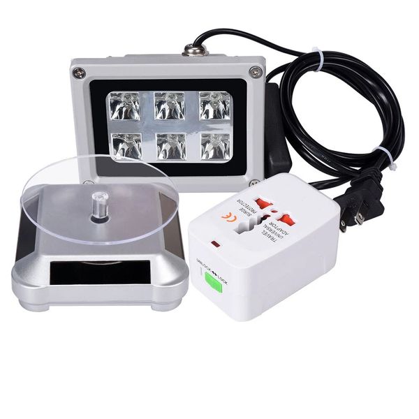 

360 degree rotating solar powered turntable + uv led resin curing light lamp(us) with adapter plug kits for dlp/sla 3d printer - b 5pcs