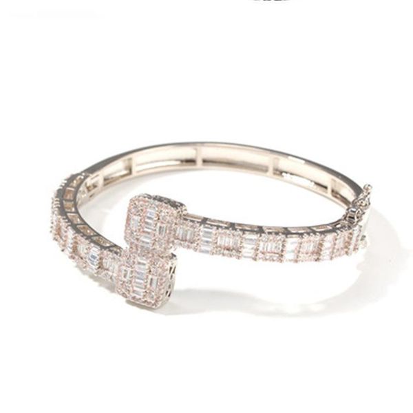 

link, chain 6.4mm personality luxury baguetter tennis for lover couples hip hop love rose gold color punk jewelry men, Black
