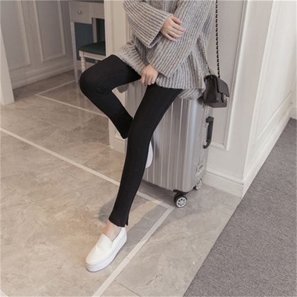 

women's leggings can be used for leisure, with the outward and inner layers showing thin, warm and comfortable 211108, Black