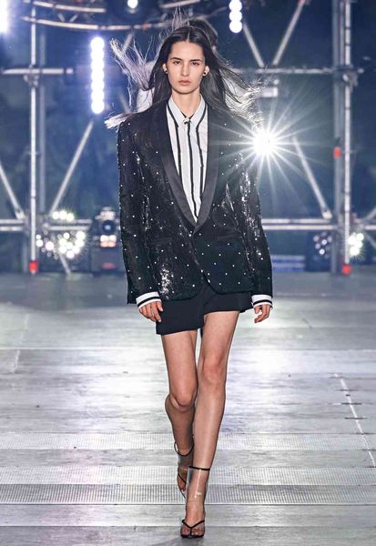 

pants long sleeve black sequined celebrity slim fashion jacket, Black;white