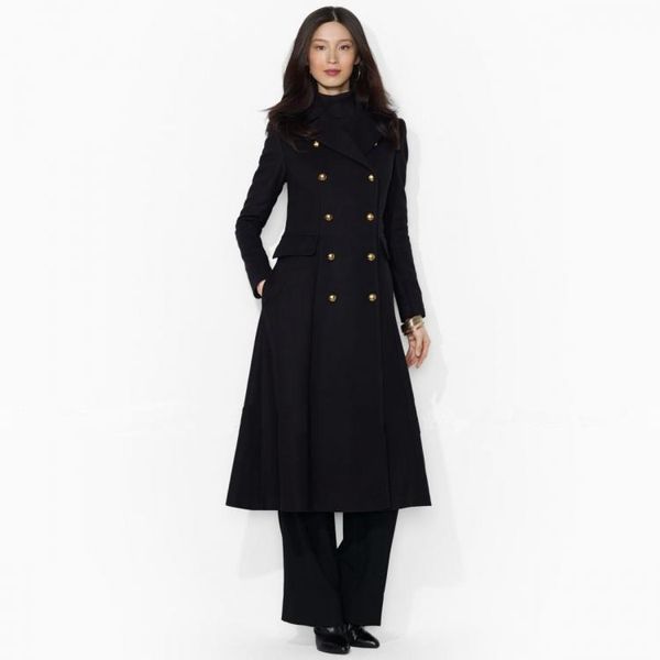 

women's wool & blends womens cashmere double breasted lapel black slim fit midi long overcoat winter coat blend a45