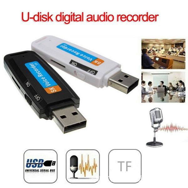 Schede di memoria USB K1 USB Flash Drive Dictaphone Pen supporta fino a 32 GB neri bianchi nel pacchetto di vendita al dettaglio dropshipping