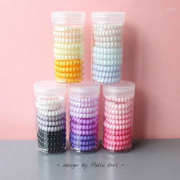 

50pcs decoration gradual change color telephone line hair ring head rope set combination jelly colored transparent large elastic rope1