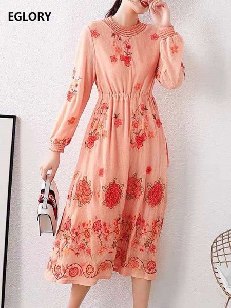 

dresses new wool knitted autumn winter knitwear women floral embroidery knitting drawstring waist sweater, Black;gray