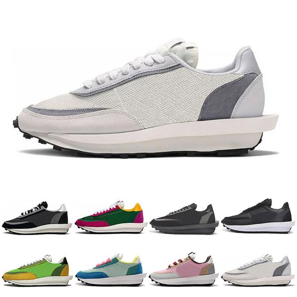 

ldv waffle running shoes for men women white nylon grey pine green gusto varsity blue mens trainers sports sneakers size 36-45, Black