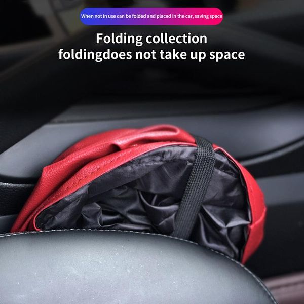 

waste bins folding car trash can waterproof pu storage busket organizer easy to clean mini bin container for auto dss899