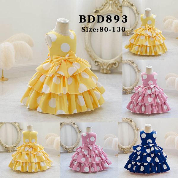 

girls dresses kids clothes children clothing baby dot skirt summer princess formal dress ball gown b8227, Red;yellow