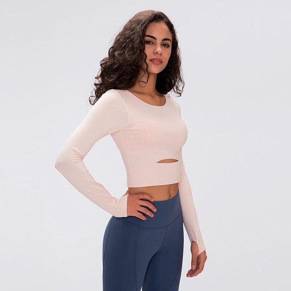 

yoga outfit ardor padded gym sport long sleeved shirts women thicken nylon fitness crop sleeve with thumb holes