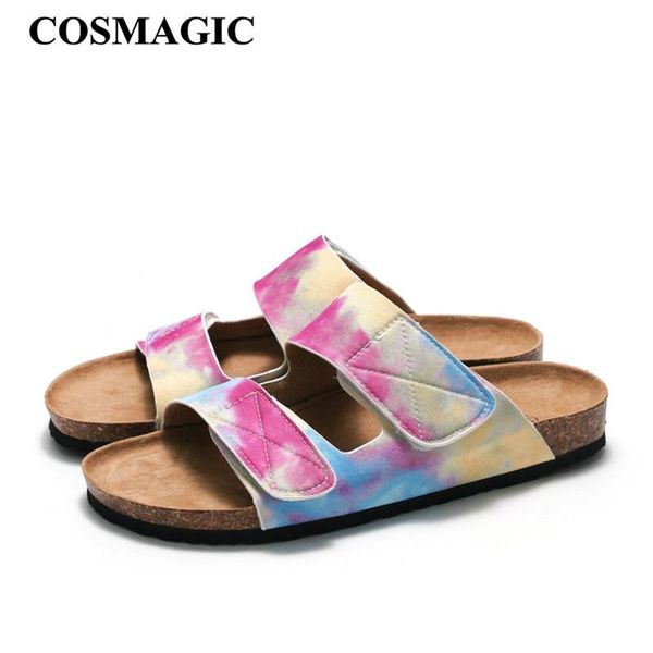 

slippers summer women cork slipper casual beach men print student non-slip comfortable outside slip on slides shoe, Black
