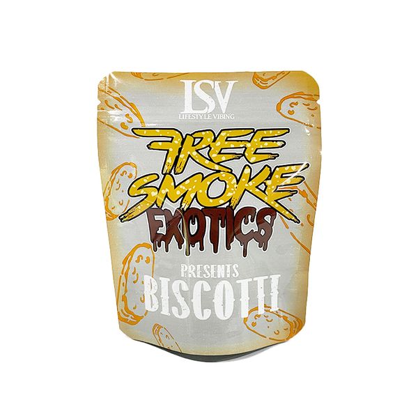 

ready to ship smoke exotics presents biscotti 3.5g mylar bags stand up pouch plastic bag with zipper top
