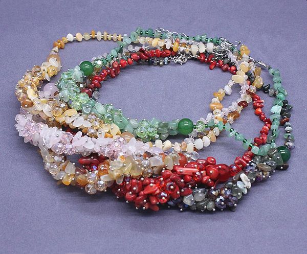 

chokers natural semi-precious stone necklaces luxury handmade multi colors for women party and wedding jewelry gifts, Golden;silver