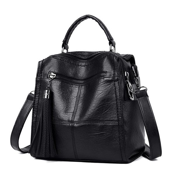 

outdoor bags 2021 luxury designer women multipurpose backpacks mochila tassel card purse female large capacity soft leather shoulder