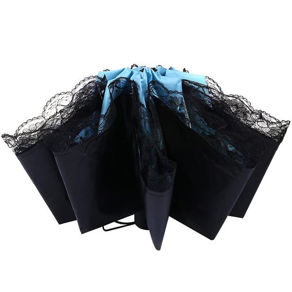 

umbrellas portable three-fold umbrella sunny and rain dual-purpose sunscreen anti-ultraviolet lace strong