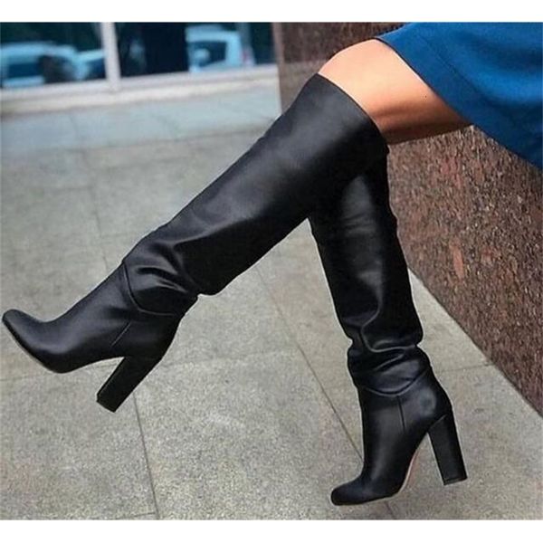 

boots dipsloot black woman brown matte leather high heels block long boots custom calf track fashion ladies knee jik2