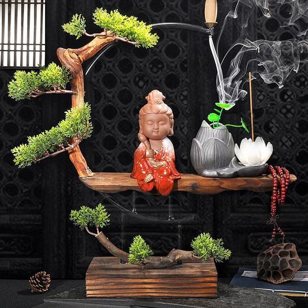 

fragrance lamps little bodhisattva backflow incense burner holder gift 20 pcs cones smoke waterfall sticks use in home teahouse