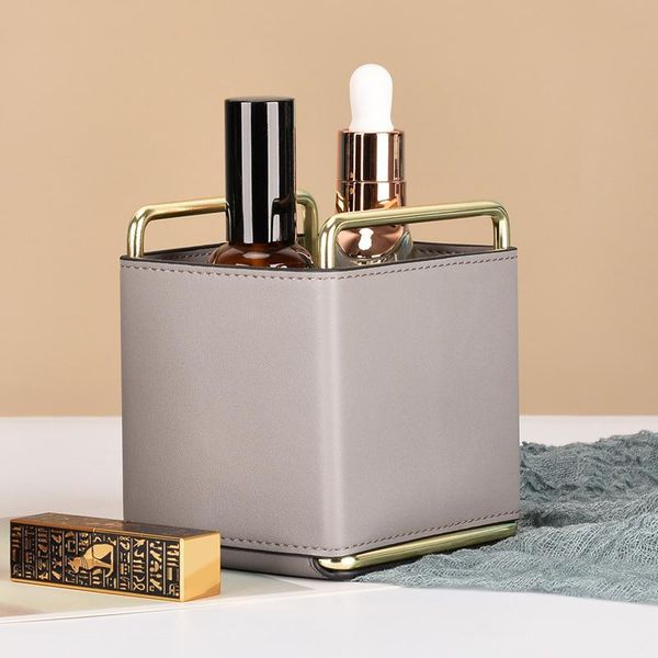 

storage boxes & bins 2021 leather cosmetics metal box eyebrow pencil lipstick makeup brush pen holder debris nordic ins ornaments