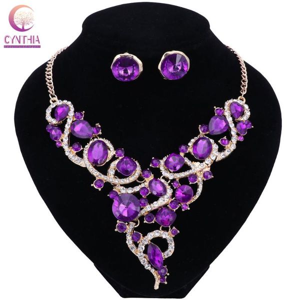 

earrings & necklace 2021 costume jewelry sets gold color rhinestones bridal fashion wedding glass crystal earings, Silver