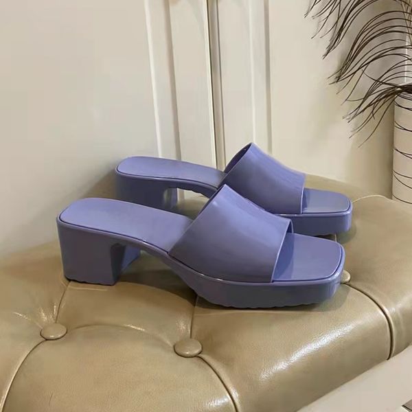 

fashion trend jelly ladies slippers heel height 5.5cm, size 35-41, Black