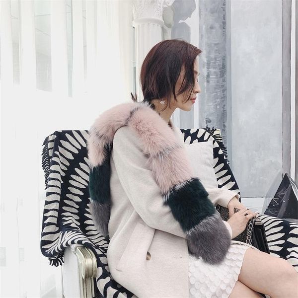 

scarves winter fashion luxury fur large scarf lady's overcoat collar coloured long muffler thick and warm, Blue;gray