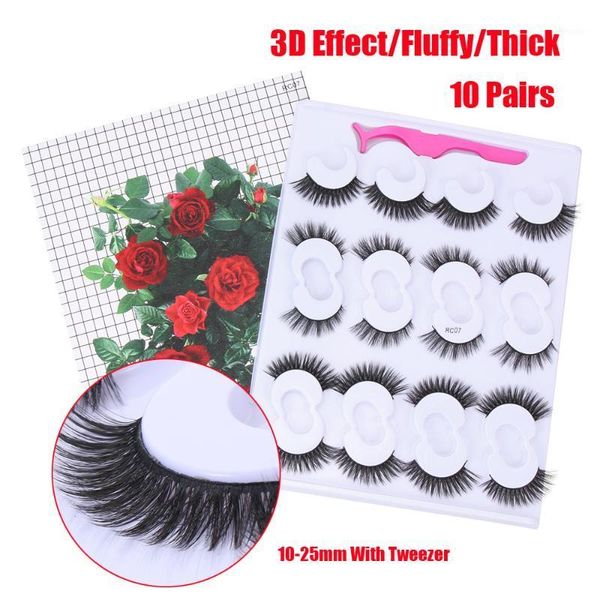 

pairs of 25mm fluffy false eyelashes with tweezers 3d artificial thick makeup tool1