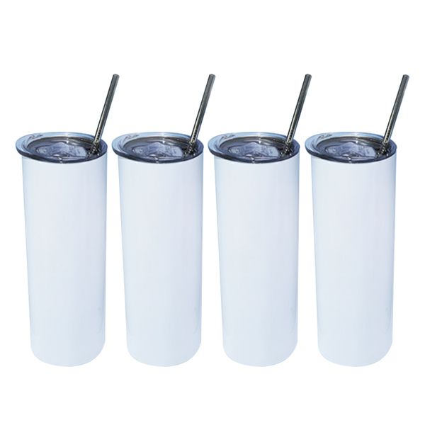 

local warehouse sublimation straight tumbler with rubber bottoms metal straw brushes 20oz water bottle insulation coffee mug a02
