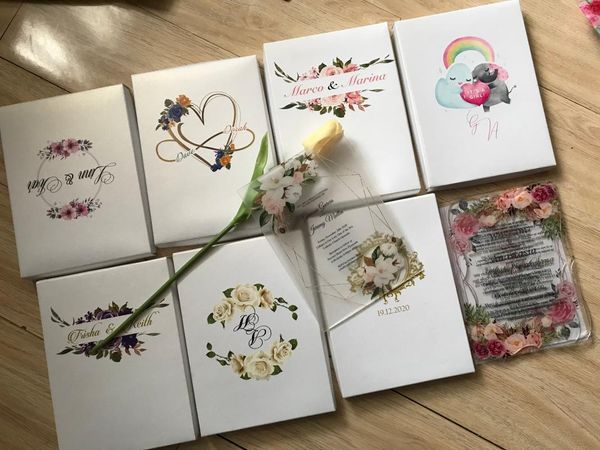 

acrylic wedding invitation with boxes,diy invites,10pcs invitations,birthday invitations,anniversary invitations greeting cards