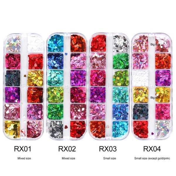 

100sets 12 grid/set holographic nail glitter sequins sparkly 3d thin butterfly flakes decor for art accessories decorations, Silver;gold