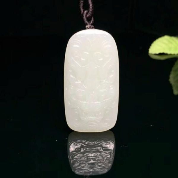 

lockets h40#exquisite hetian jade antique beast, Silver