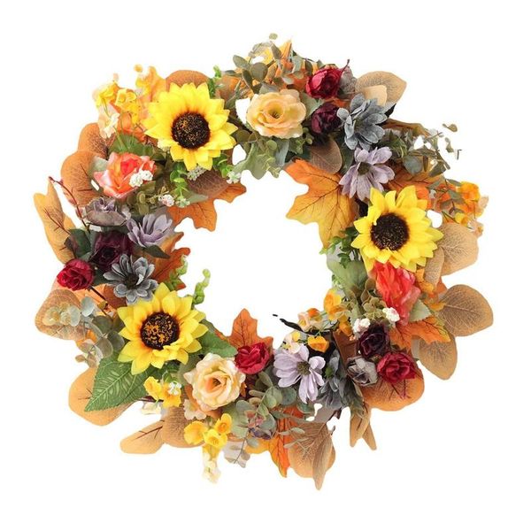 

decorative flowers & wreaths fall sunflower wreath for front door wall window wedding party farmhouse home christmas thanksgiving decoration